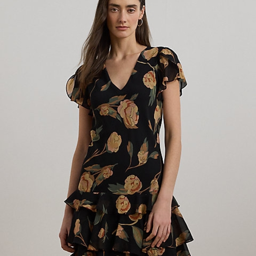 Lauren Ralph Lauren Black Floral Mini Dress
